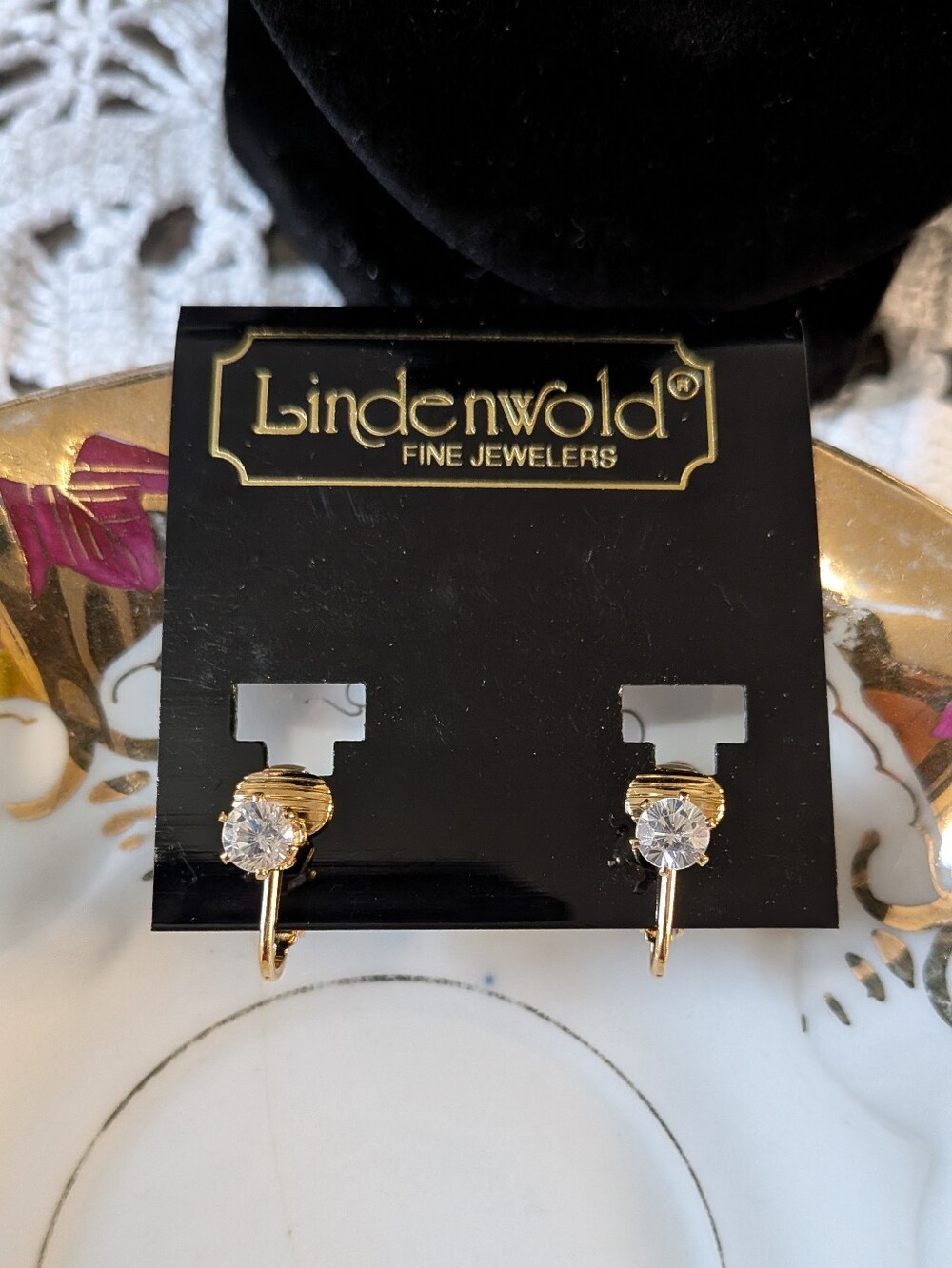 Linden Wold Gold-Tone Clear Crystal Earrings